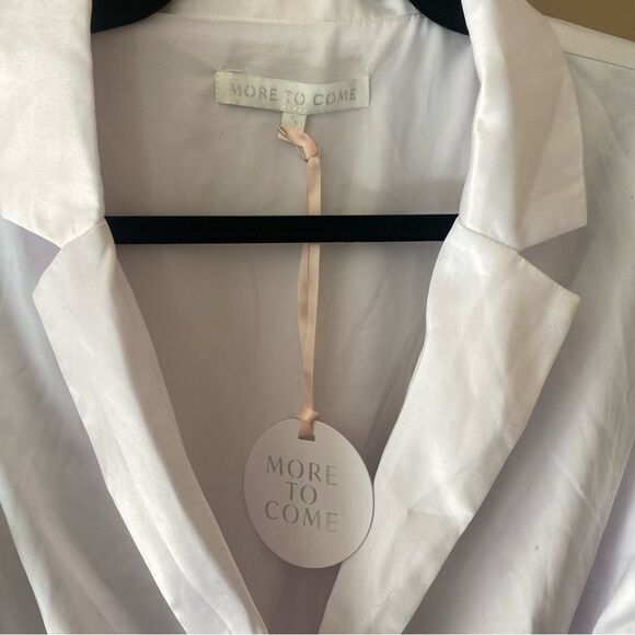 NWT More To Come Shanelle Blazer Fringe Dress White mini satin tie Revolve S - Picture 4 of 9